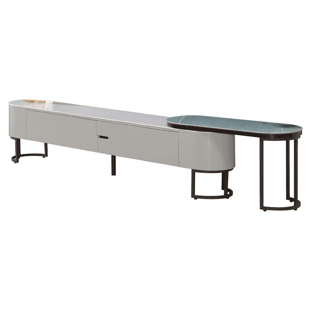 凱明5.9~7.4尺二抽岩板伸縮電視櫃(2021)