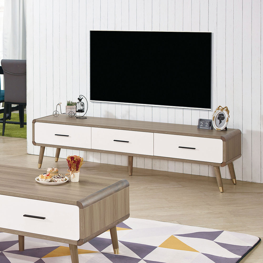 艾諾6尺淺灰橡色三抽電視櫃DS-18共1件