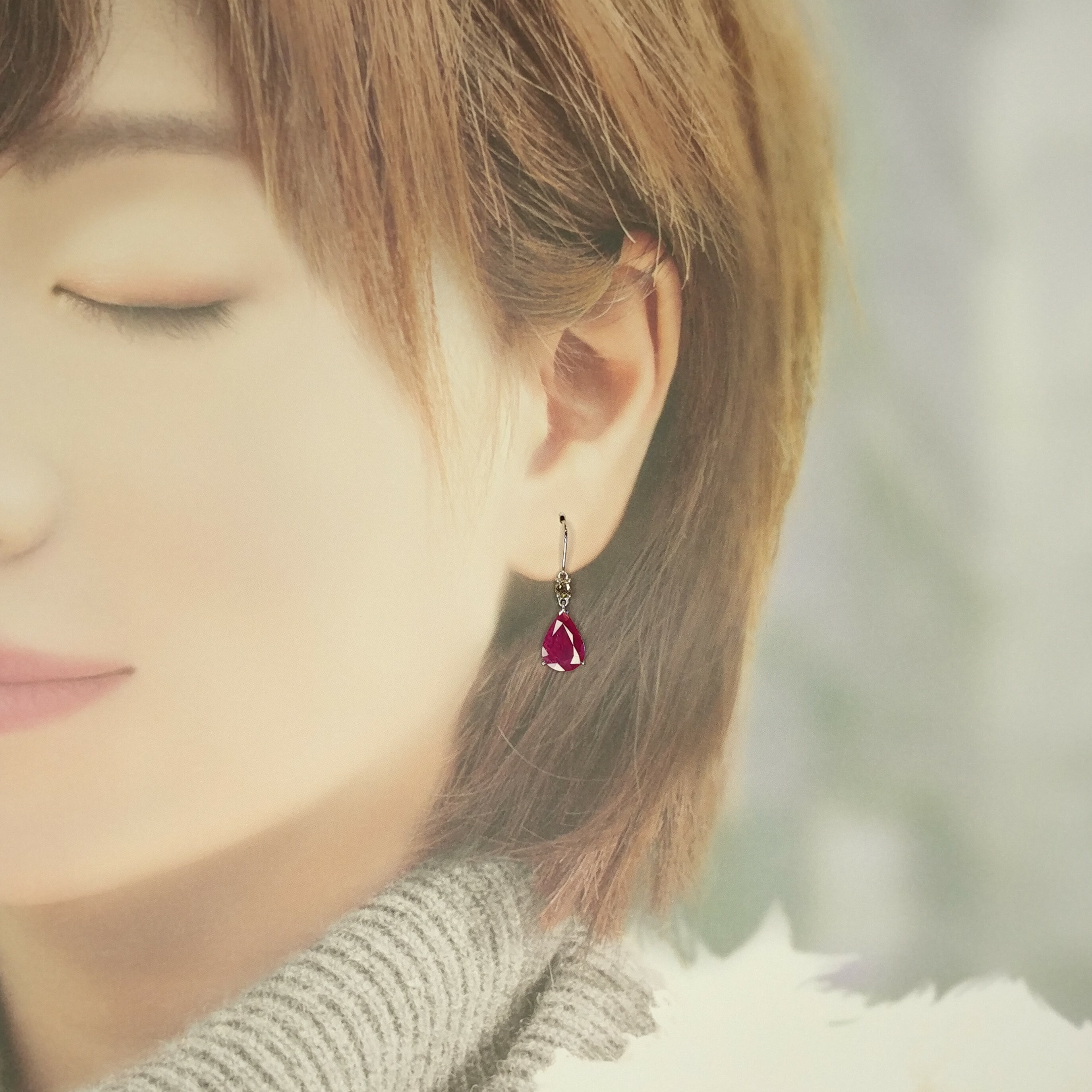 18K White Gold 3.69ct Ruby and Diamond Drop Earrings