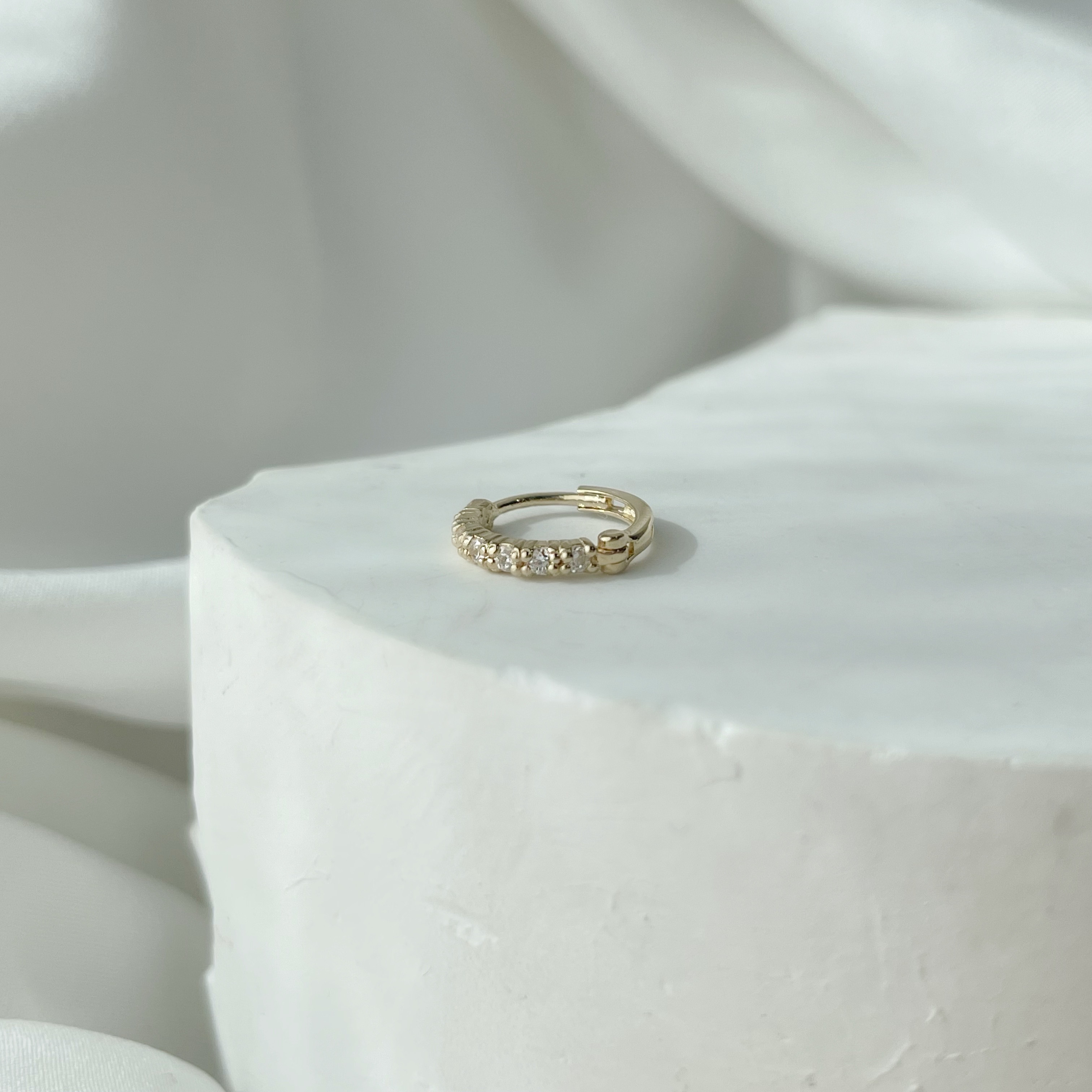 14K半圈鋯石10mm耳圈