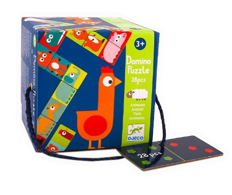 桌遊法國djeco兒童動物數字多米諾接龍配對拼圖 25452