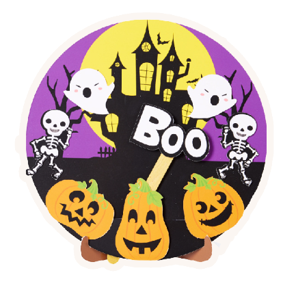 萬聖節立體紙盤貼畫DIY材料包 MW1682