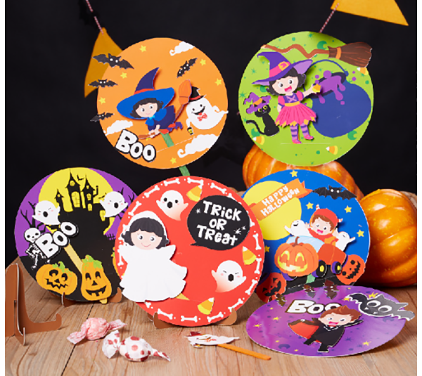 萬聖節立體紙盤貼畫DIY材料包 MW1682