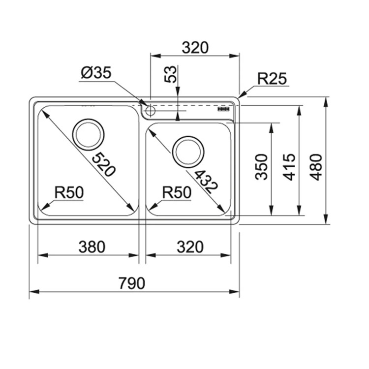 Franke "Bell" BCX 620-38-32 Stainless Steel Kitchen Sink