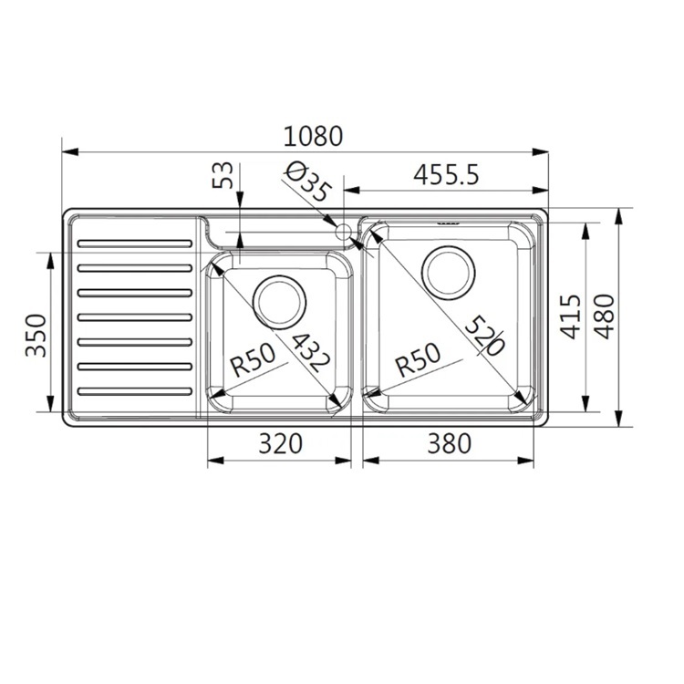 Franke "Bell" BCX 621 LHD Stainless Steel Kitchen Sink