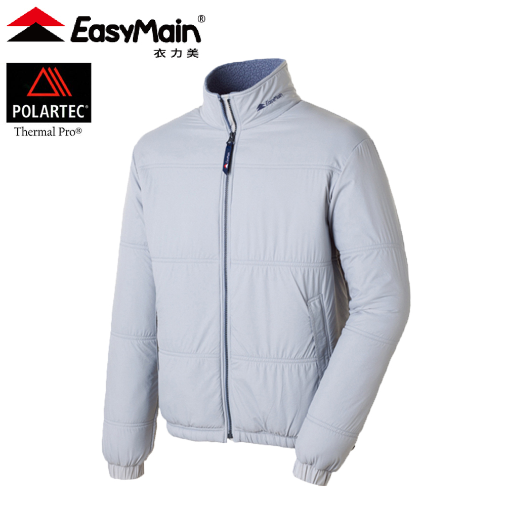 EasyMain 衣力美 CE10099 LIGHTHERMAL PRO雙層外套 男款 (灰) 抗風/抗潑水/保暖/彈性佳 04EMC10099