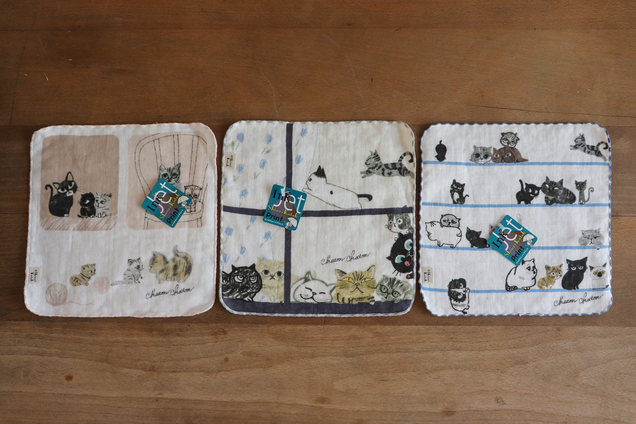 加藤真治 Shinzi Katoh Chaton2貓咪們 方巾 手帕