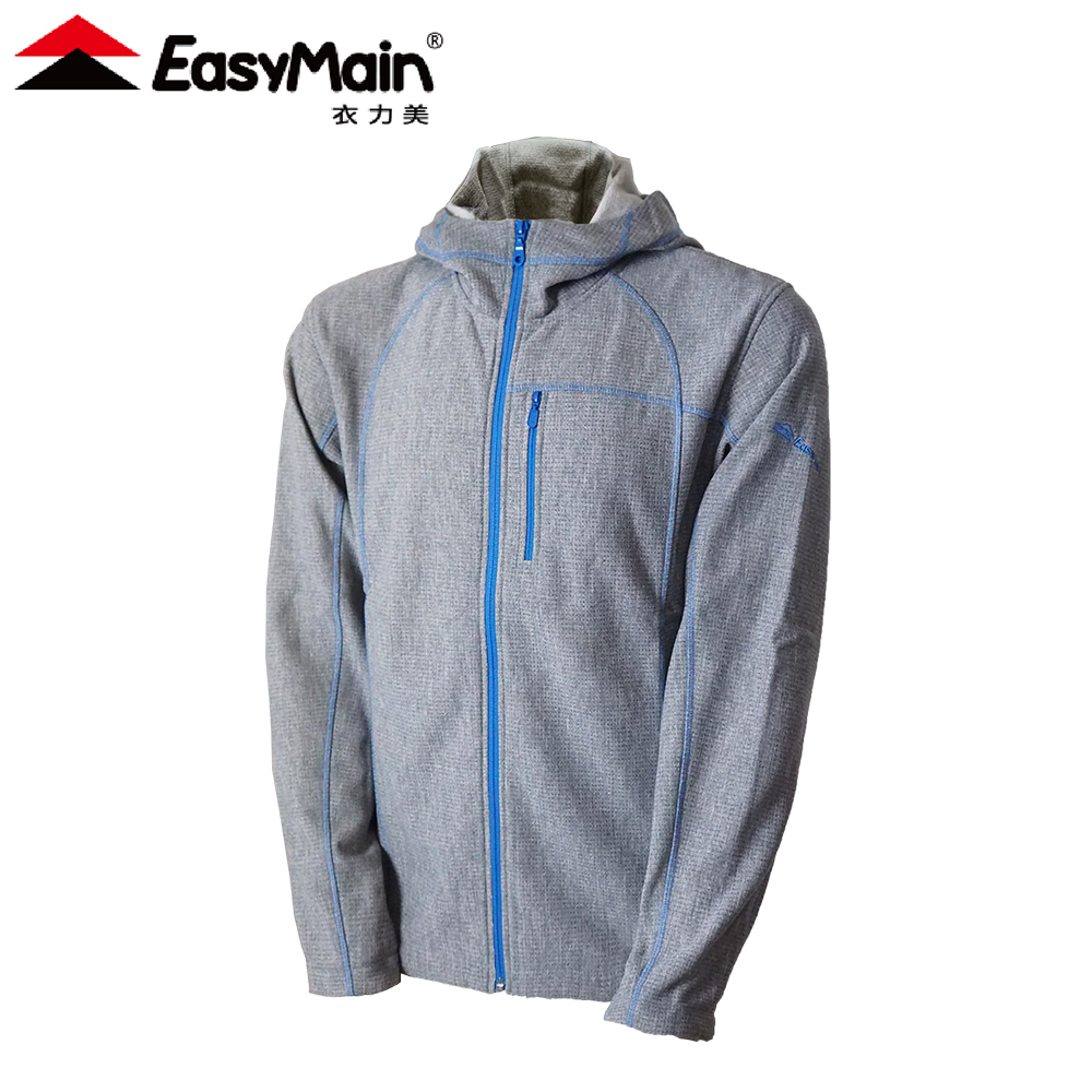EasyMain 衣力美 CE12089 套頭休閒保暖夾克 男款 (淺藍) 抗風/外套/保暖/彈性佳 04EMC12089