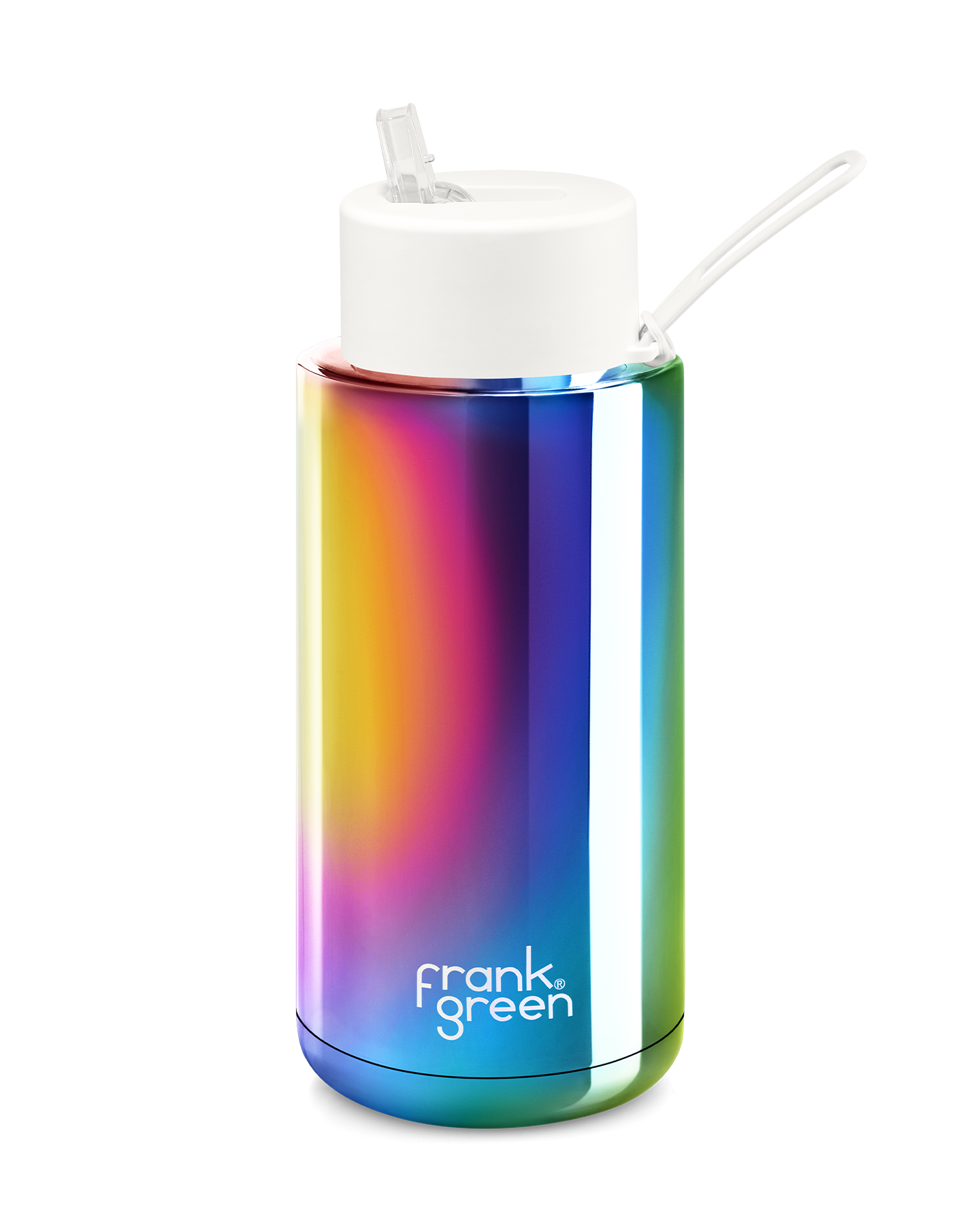Chrome Rainbow Ceramic Reusable Bottle with Cloud Straw Lid - 34oz / 1,000ml | FRANK GREEN