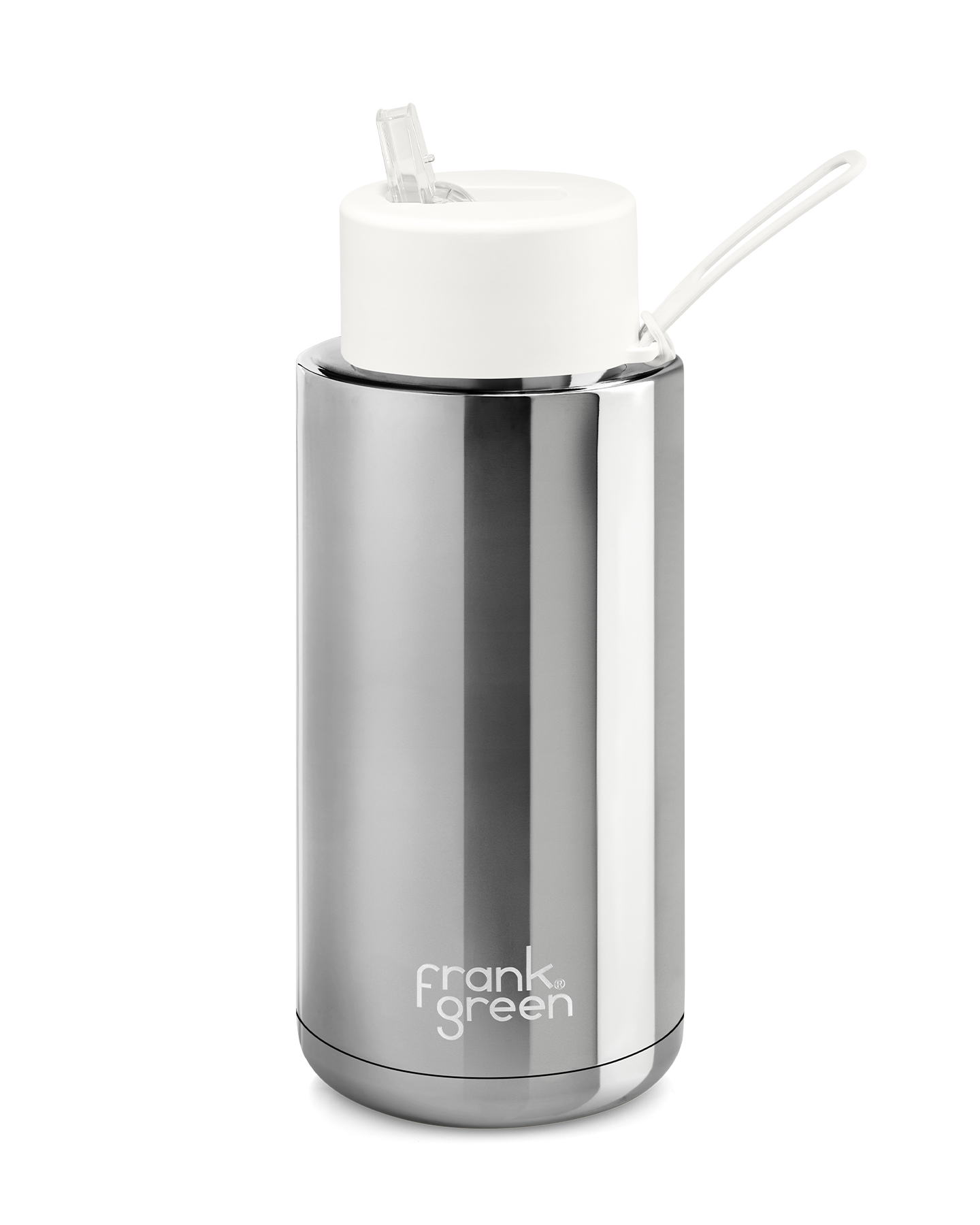 Chrome Silver Ceramic Reusable Bottle - Cloud - 34oz / 1,000ml | FRANK GREEN