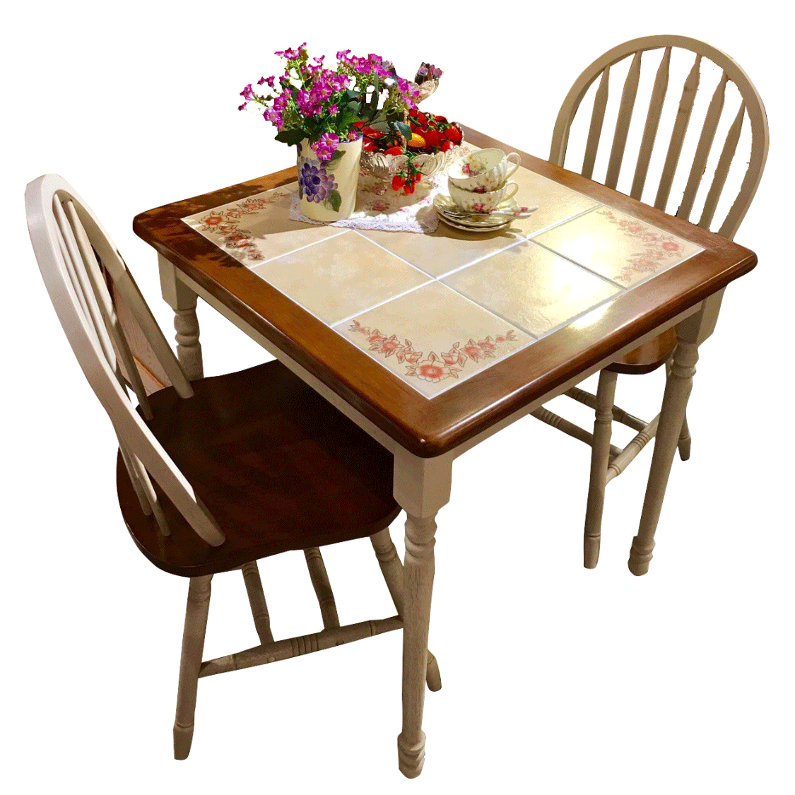 【CRV磁磚】花朵磁磚方桌-73.5cm