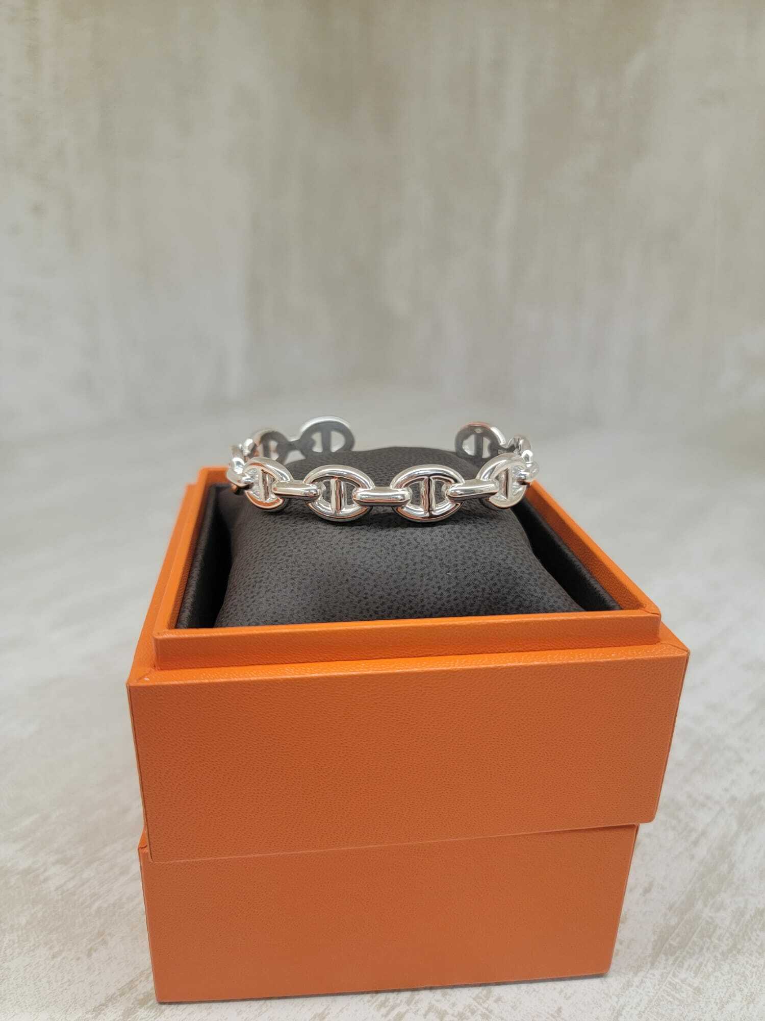 HERMES 925 CHAINE D ANCRE Enchainee bracelet 純銀 豬鼻手鐲