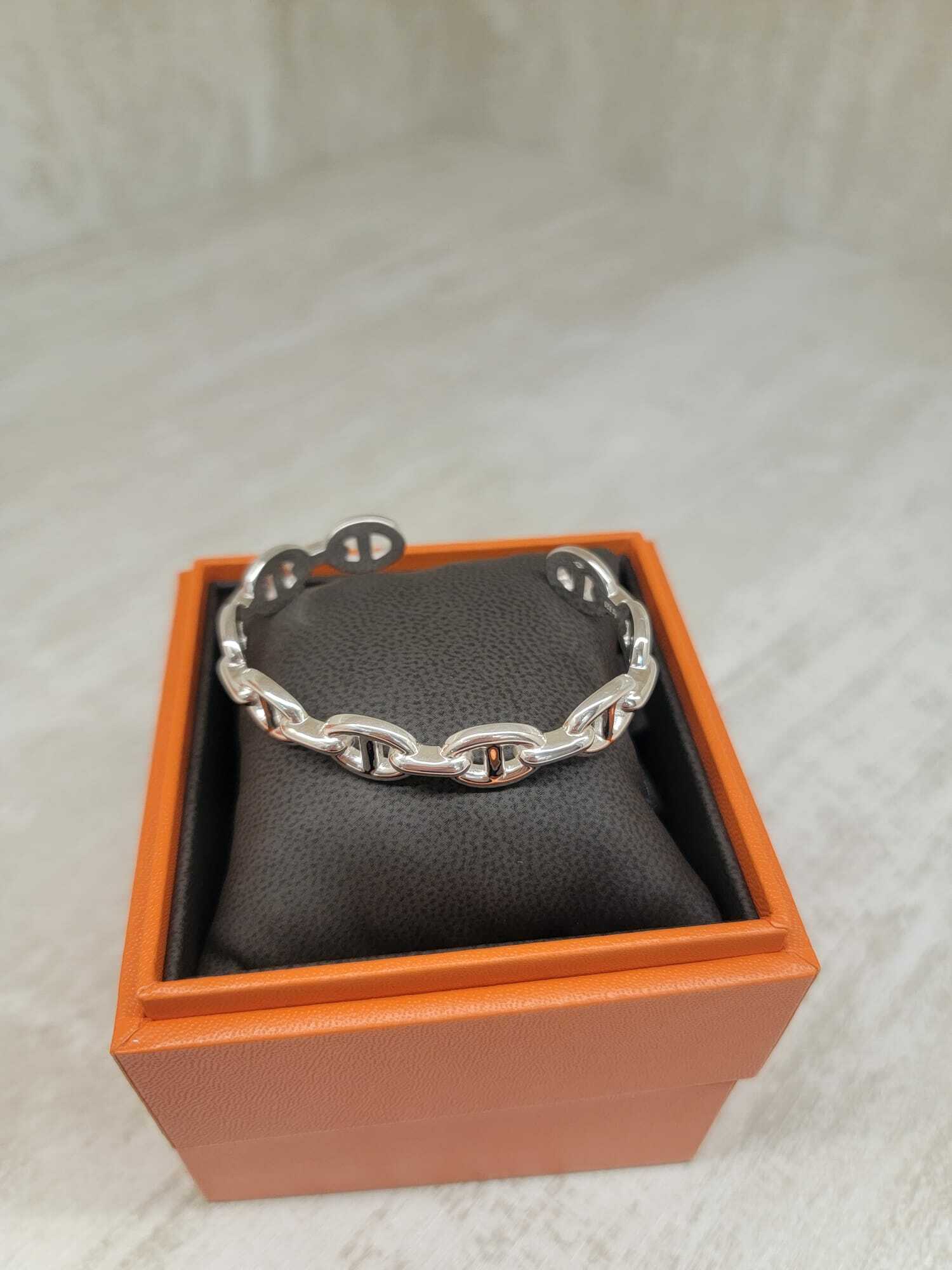 HERMES 925 CHAINE D ANCRE Enchainee bracelet 純銀 豬鼻手鐲