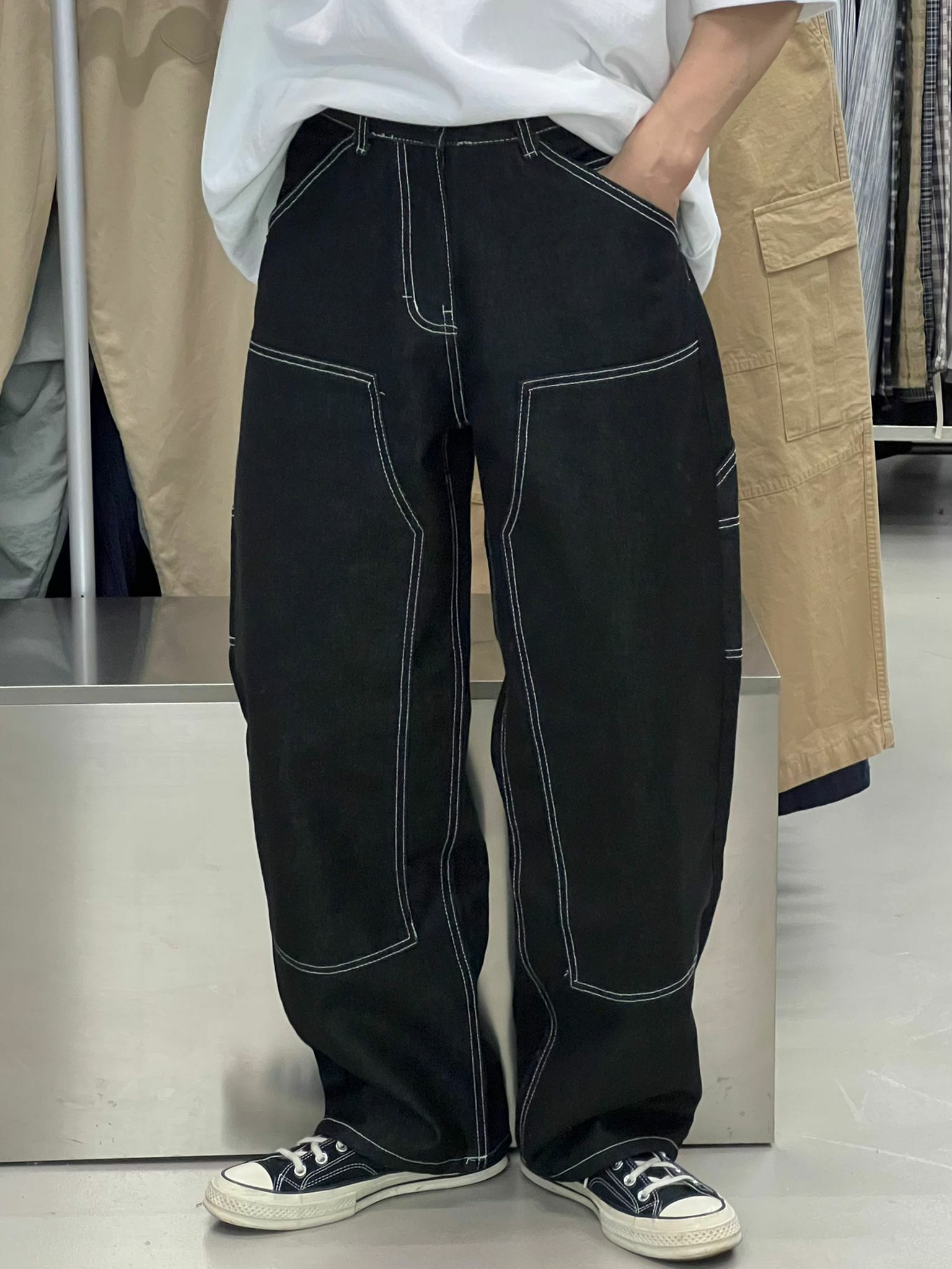 明線鬆身牛仔褲 J622