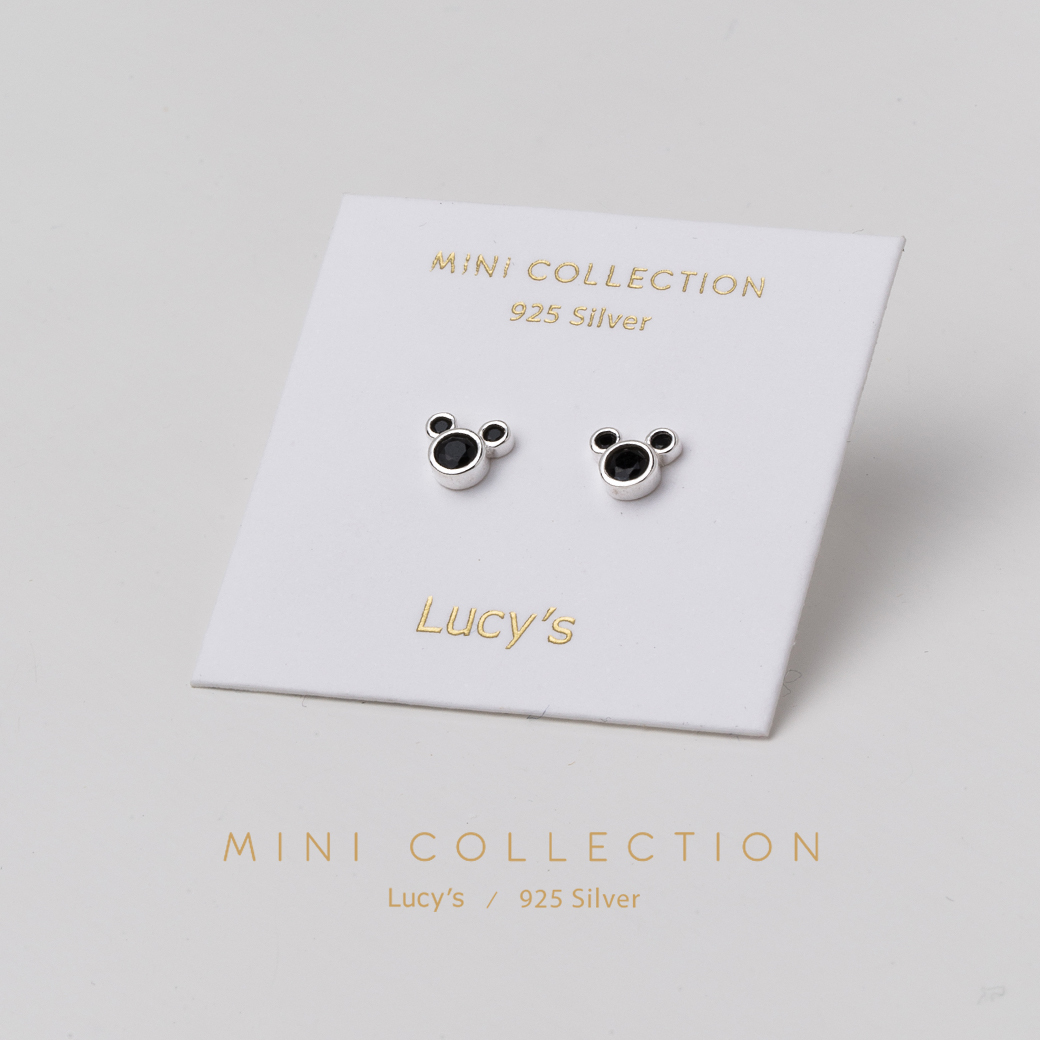 925純銀 〔輕銀系列〕MINI米奇 耳環 (三色) (101314/101315/101316)