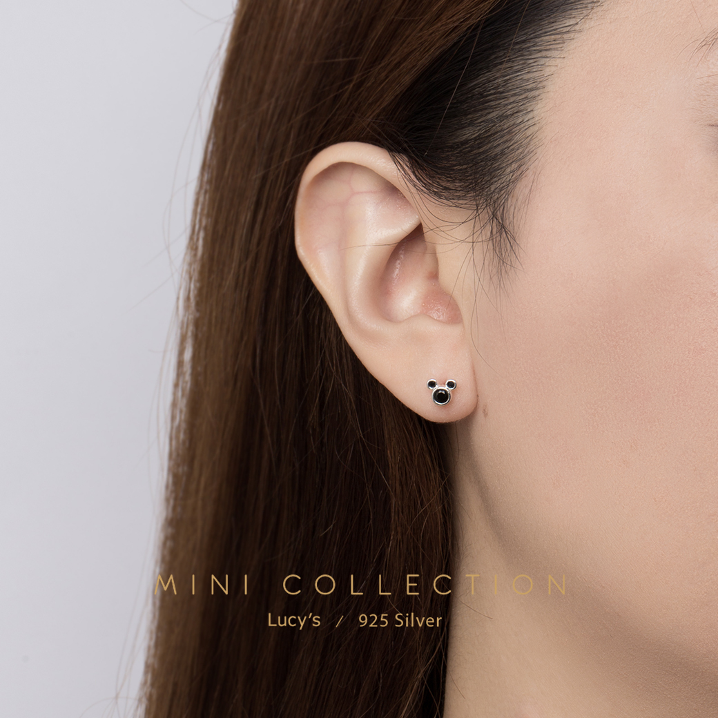 925純銀 〔輕銀系列〕MINI米奇 耳環 (三色) (101314/101315/101316)