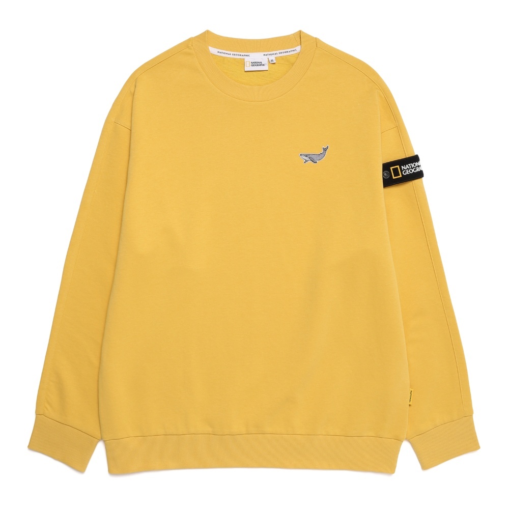 【NATIONAL GEOGRAPHIC】 Comfortable Overfit Sweatshirt ★ Unisex BLUEFFIN Logo Semi-Over Fit Sweatshirts KHAKI GREEN