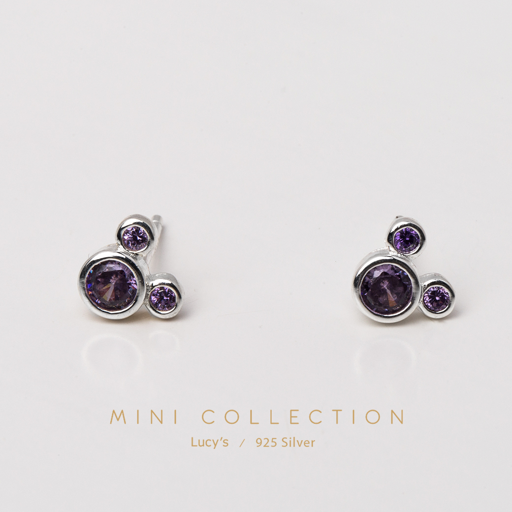 925純銀 〔輕銀系列〕MINI米奇 耳環 (三色) (101317/101318/101319)