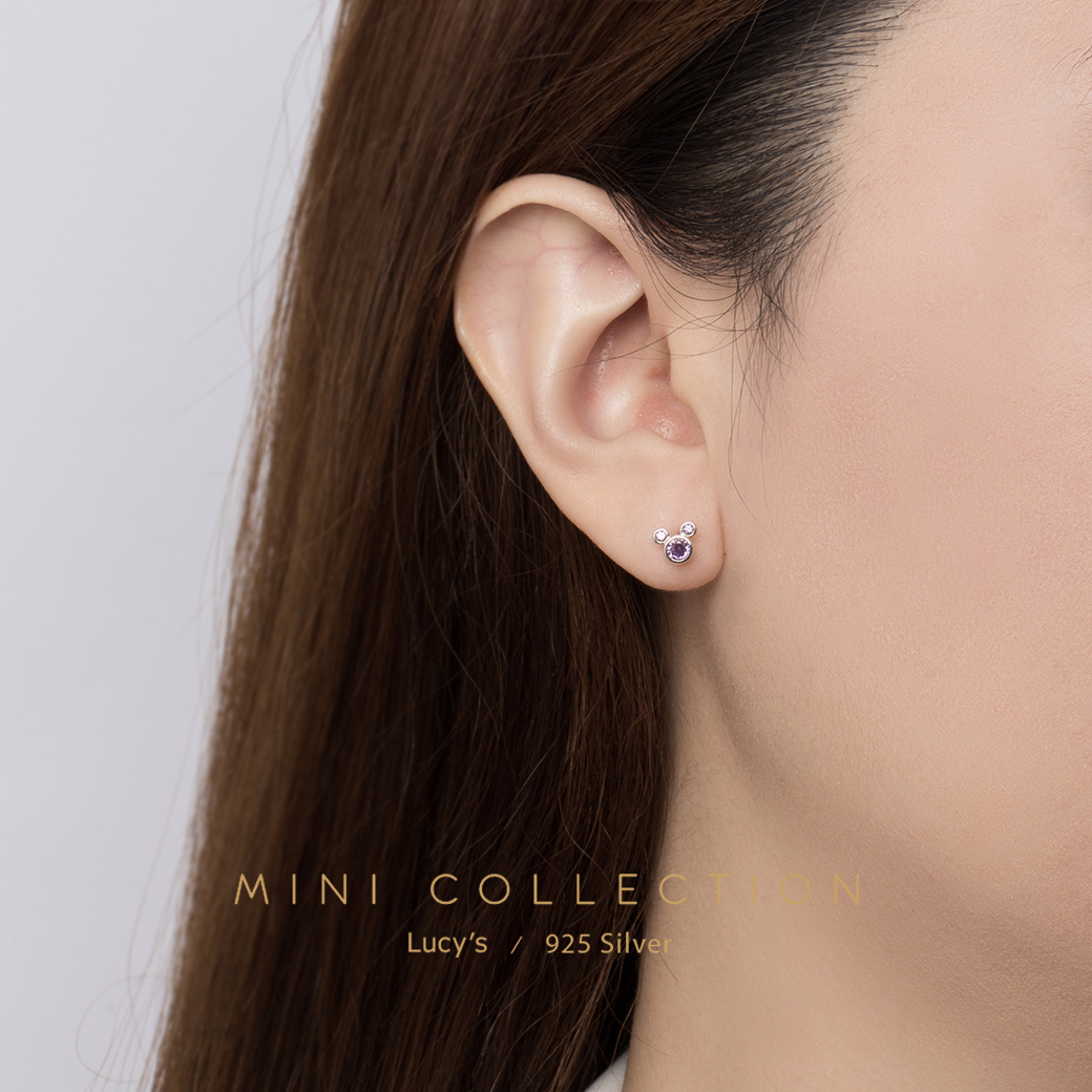 *925純銀 〔輕銀系列〕MINI米奇 耳環 (三色) (101317/101318/101319)