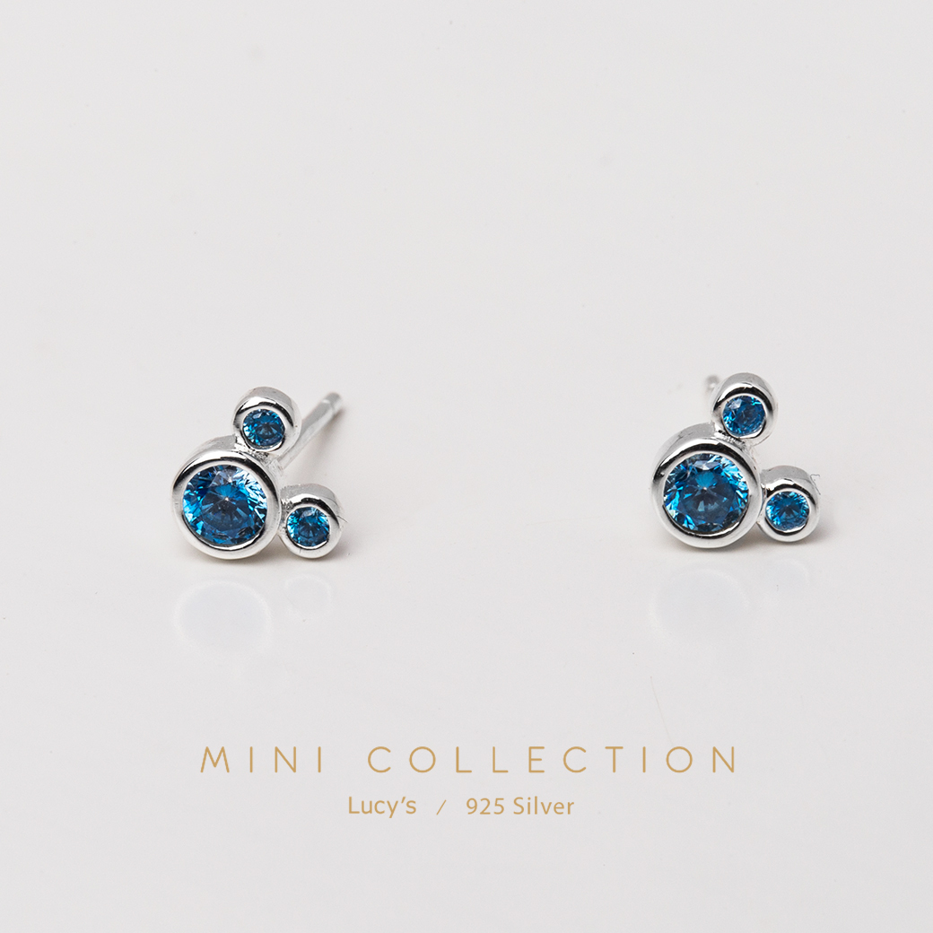 925純銀 〔輕銀系列〕MINI米奇 耳環 (三色) (101320/101321/101322)