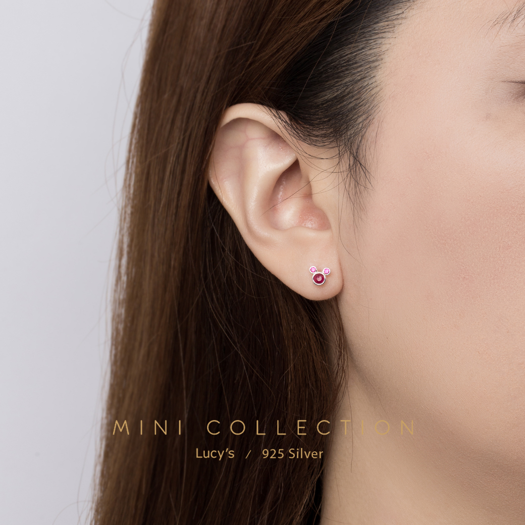 *925純銀 〔輕銀系列〕MINI米奇 耳環 (三色) (101320/101321/101322)