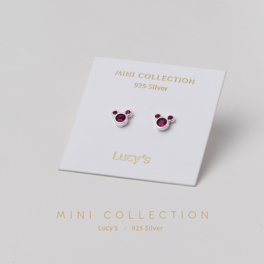 *925純銀 〔輕銀系列〕MINI米奇 耳環 (三色) (101320/101321/101322)