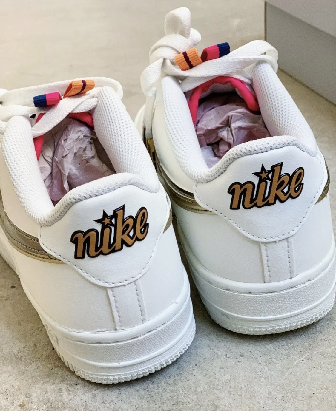 NIKE AIR FORCE 1 GS AF1 雙勾金銀勾金銀鞋扣彩帶大童DH9595-001