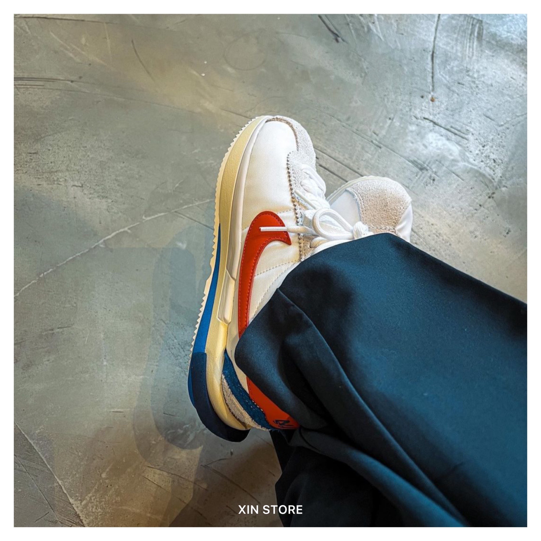 Sacai X Nike Zoom Cortez 聯名雙勾麂皮氣墊阿甘解構白紅藍