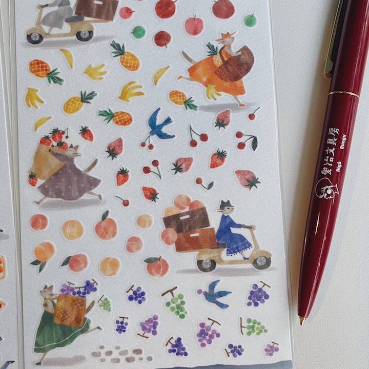 貓咪與水果 匆忙的小動物 和紙貼紙｜日本Mind Wave