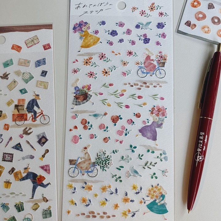兔子與花朵 匆忙的小動物 和紙貼紙｜日本Mind Wave