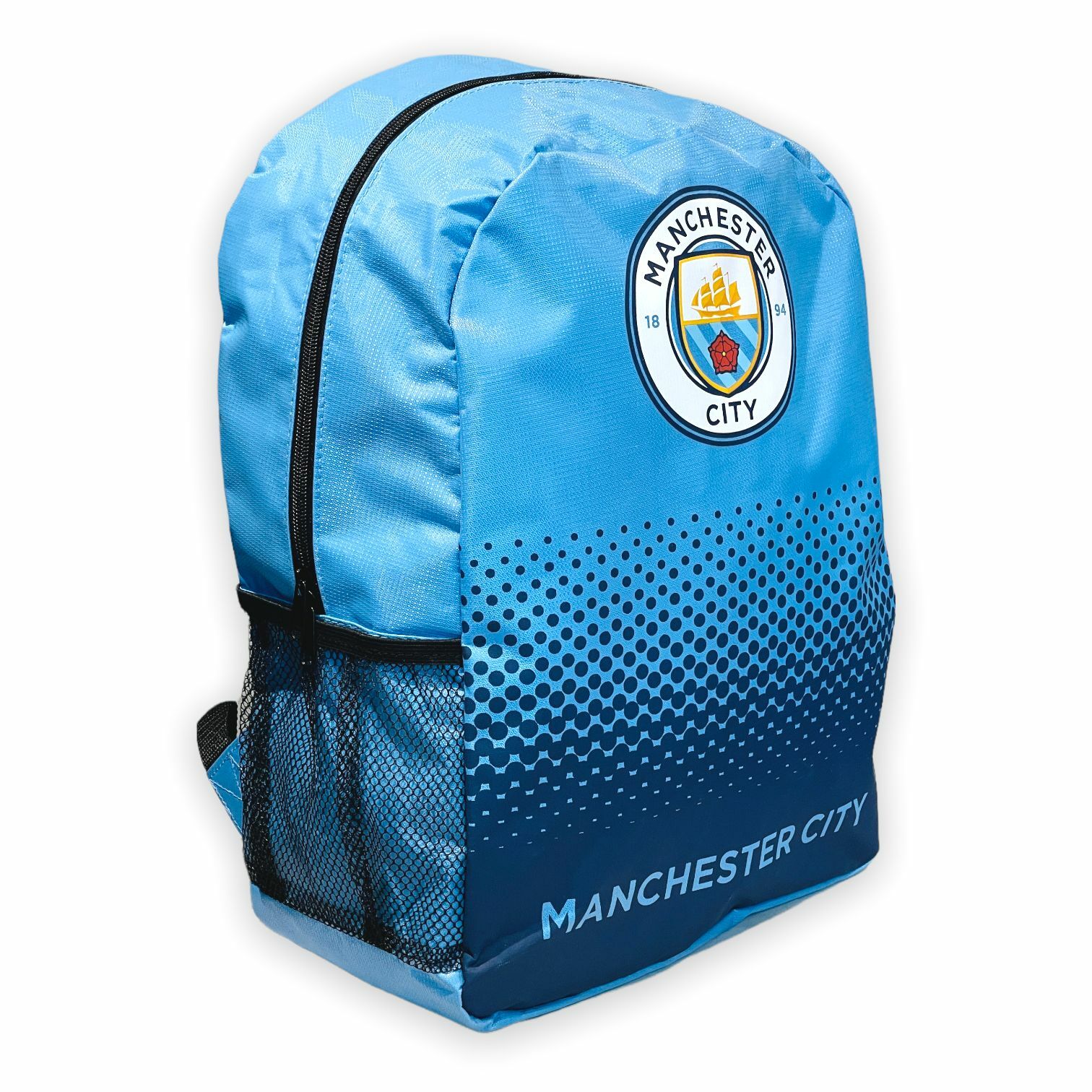 曼城淺藍色波點會徽背包