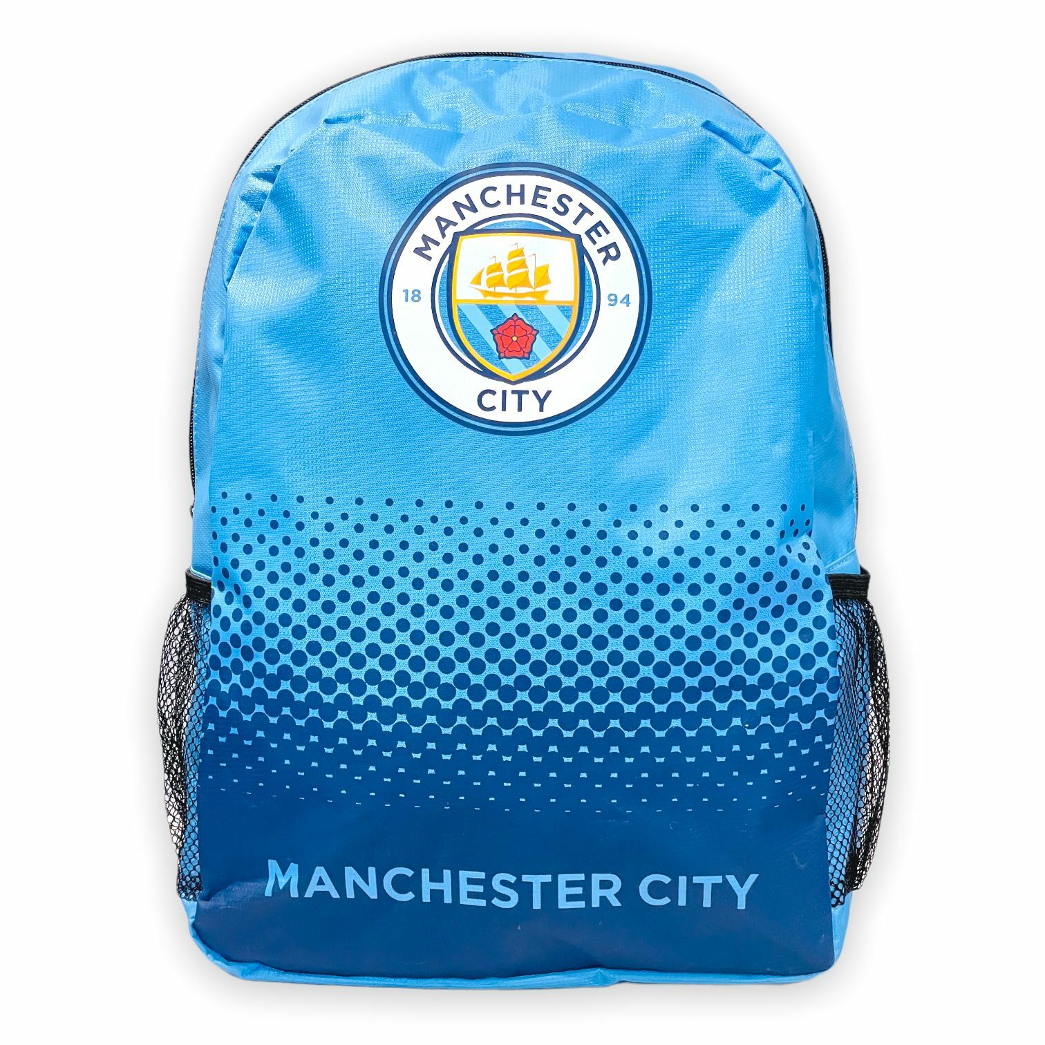 曼城淺藍色波點會徽背包