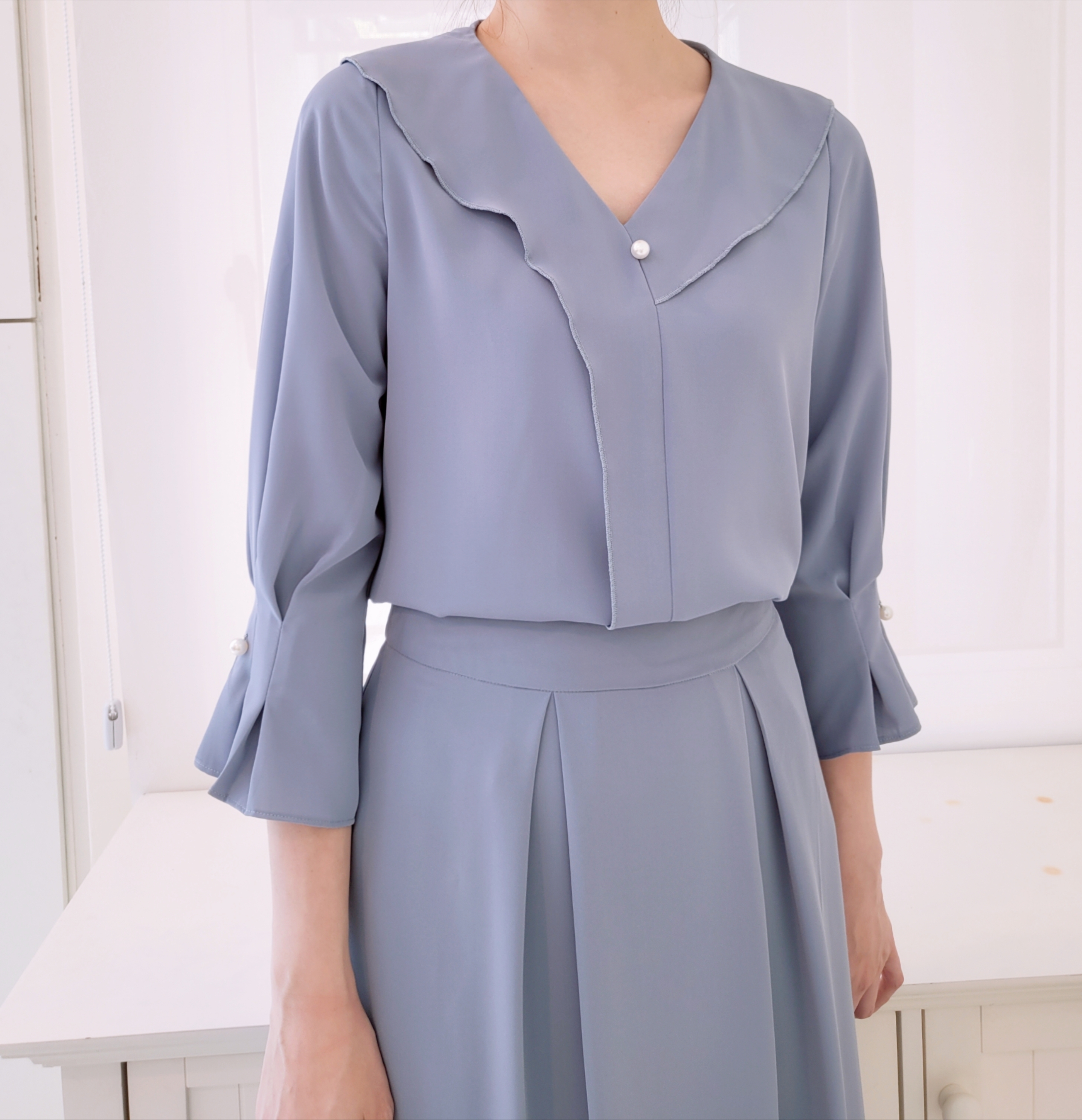 CHIFFON M/SLEEVE BLOUSE