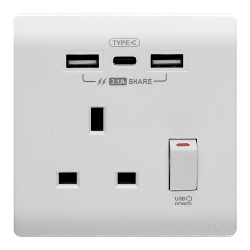 M2K 3.1A Type C/USB電制 (單蘇) (光面白)