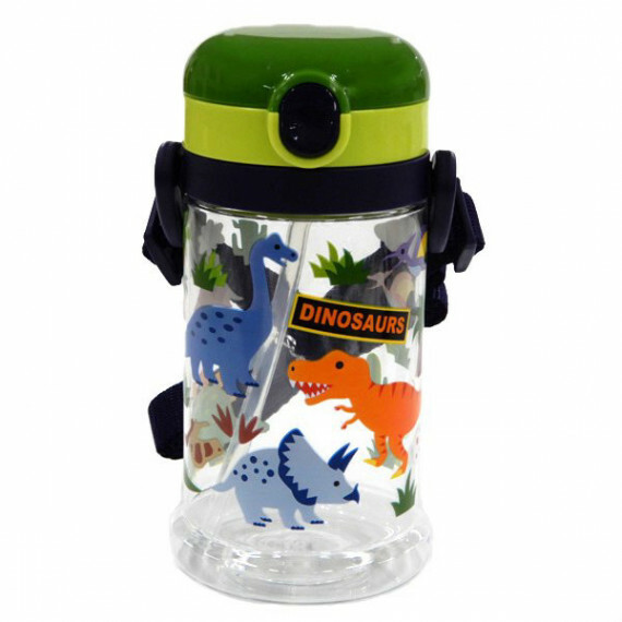 Skater 可摺手柄2用吸管式水樽 370ml-恐龍款