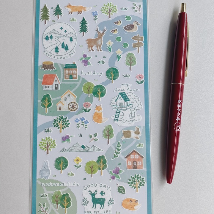 藍綠色 森林主題 和紙貼紙 ｜日本Mind Wave
