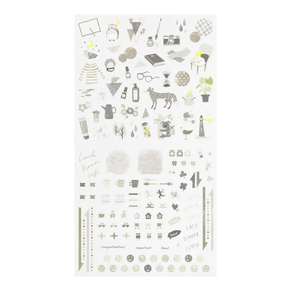 灰色系 手帳專用貼紙 透明小貼紙｜日本MIDORI