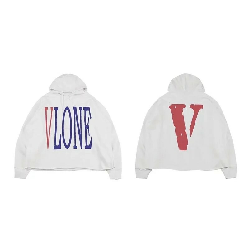 VLONE 美國獨立日 藍白 背後大V 連帽衛衣 帽TEE