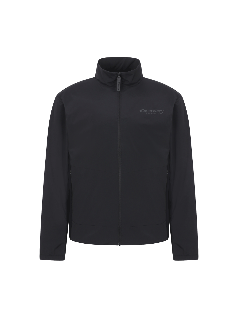 Discovery 高領 彈性 小LOGO 風衣 夾克 外套 黑色 男