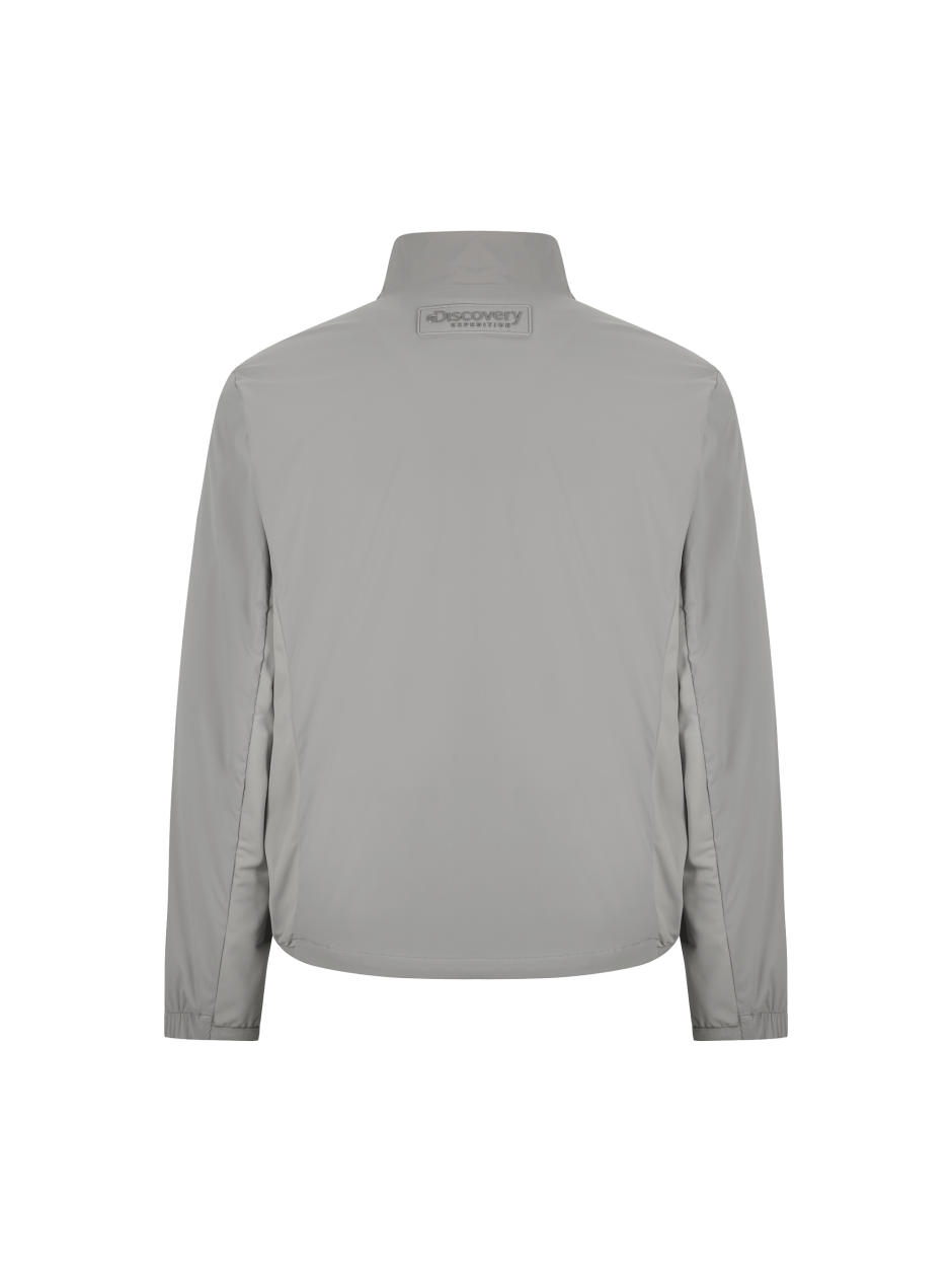 Discovery 高領 彈性 小LOGO 風衣 夾克 外套 灰色 男