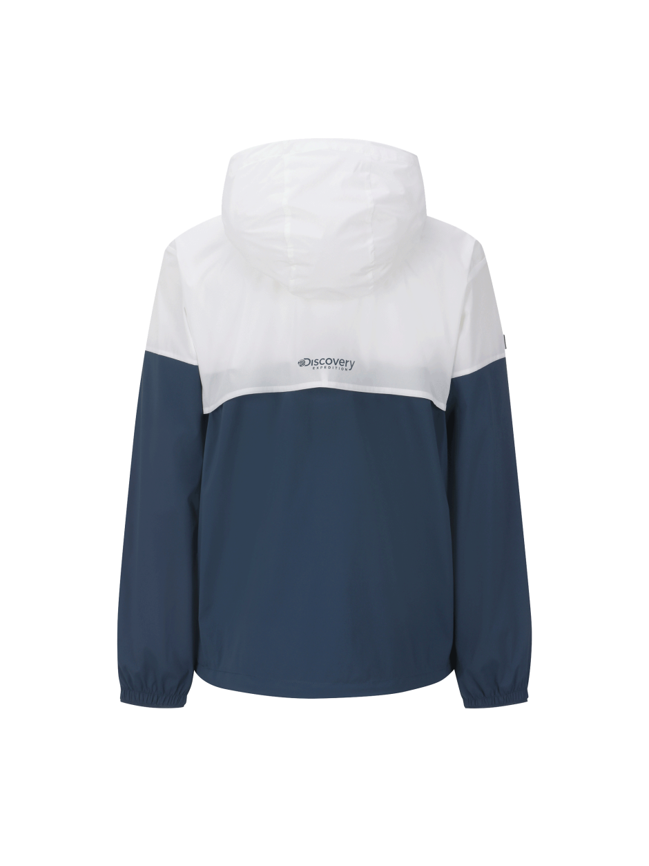 Discovery 輕便風 激光 風衣 夾克 外套 藍白拚色 男