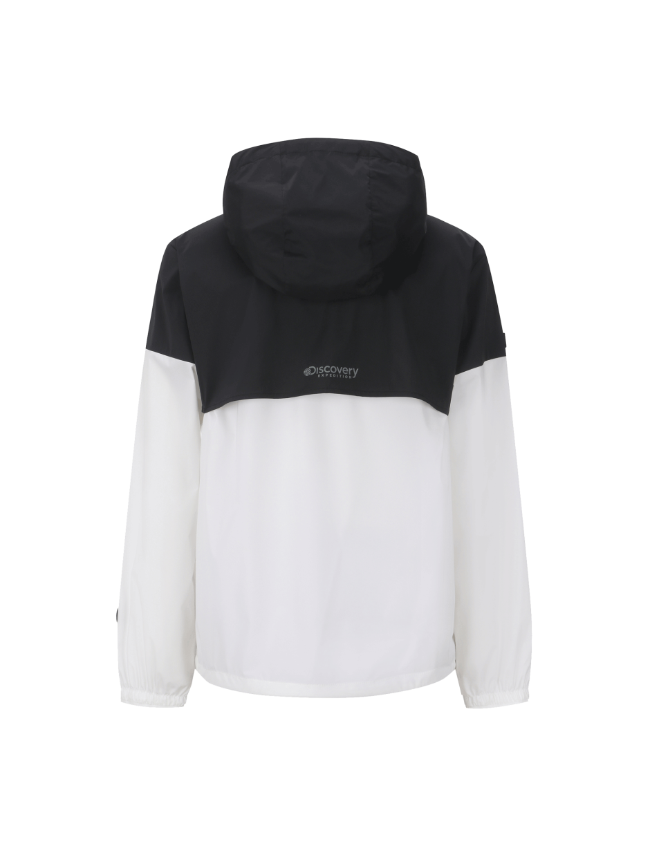 Discovery 輕便風 激光 風衣 夾克 外套 黑白拚色 男