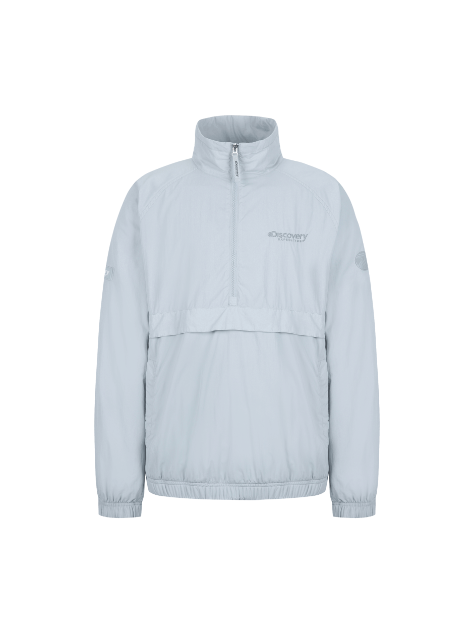 Discovery 高領風衣 小LOGO 夾克 外套 淺藍色 男