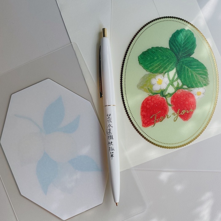 草莓 霧面透明燙金畫框卡片 萬用卡片｜日本EL COMMUN