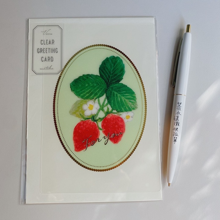 草莓 霧面透明燙金畫框卡片 萬用卡片｜日本EL COMMUN
