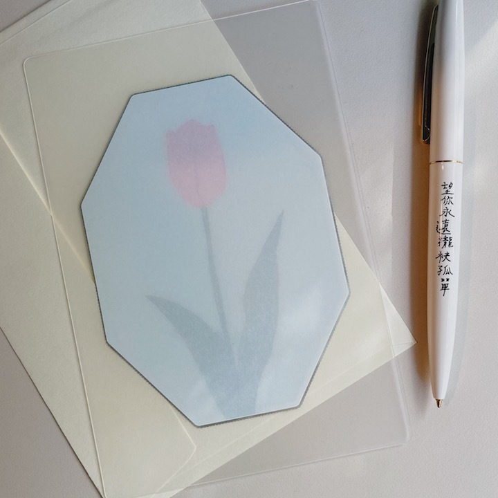 鬱金香 霧面透明燙金畫框卡片 萬用卡片｜日本EL COMMUN