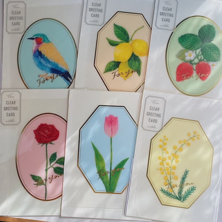 玫瑰 霧面透明燙金畫框卡片 萬用卡片｜日本EL COMMUN