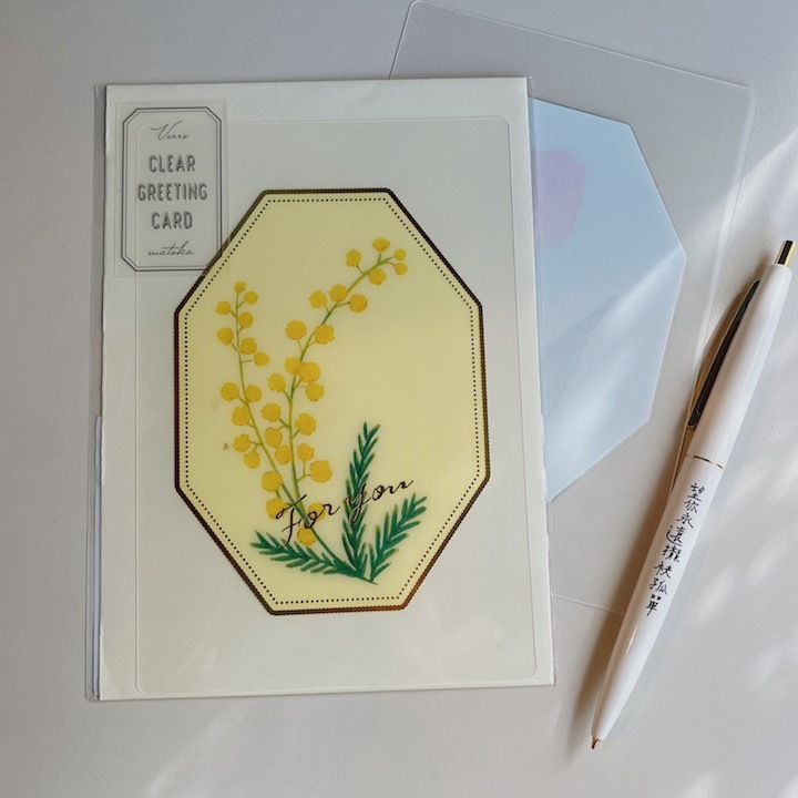 含羞草 霧面透明燙金畫框卡片 萬用卡片｜日本EL COMMUN