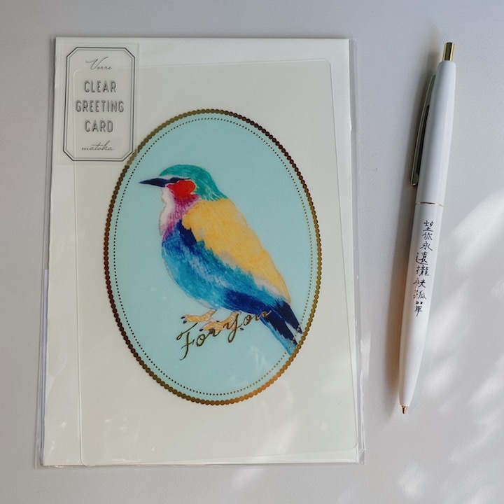 鳥 霧面透明燙金畫框卡片 萬用卡片｜日本EL COMMUN