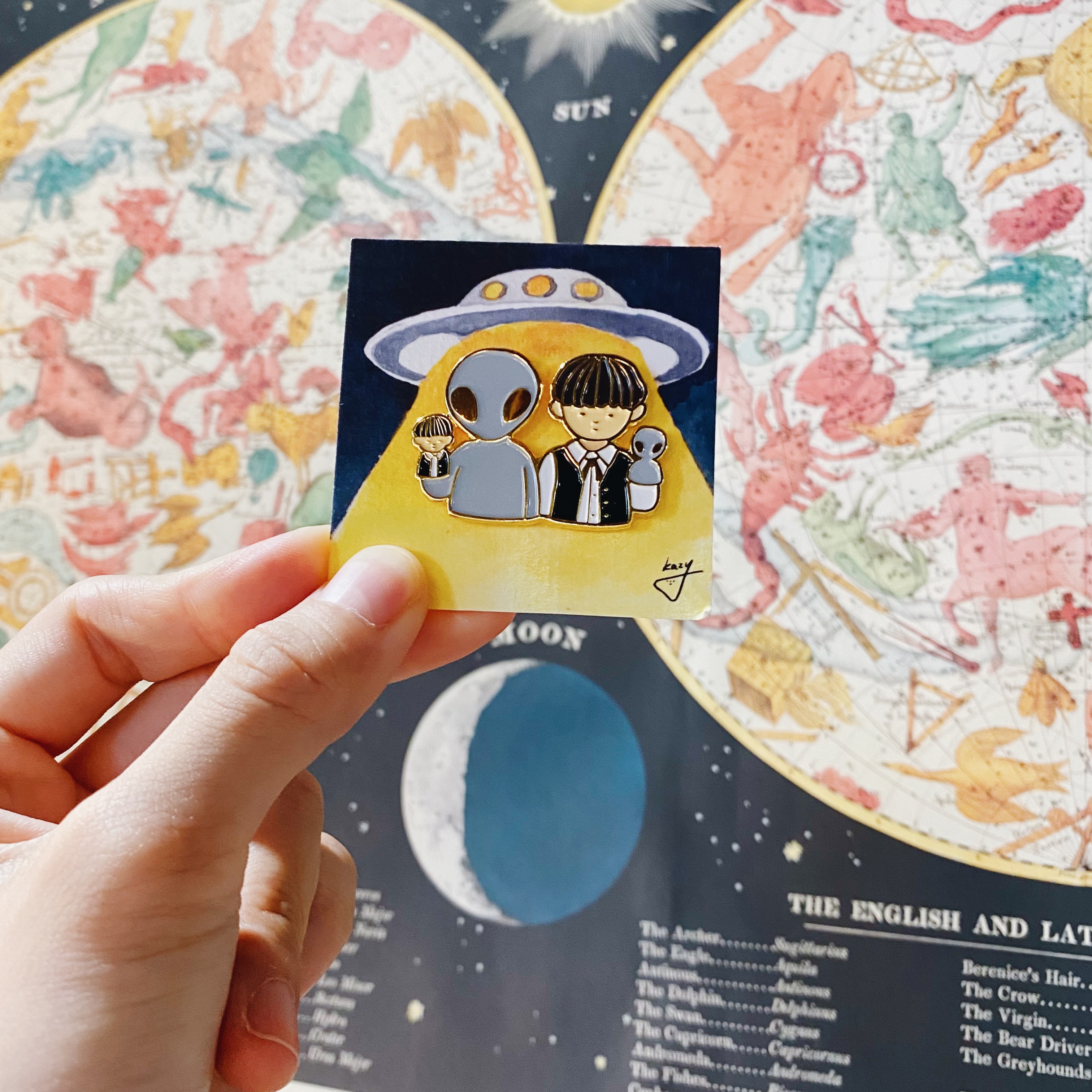 外星人與男孩 金屬別針/胸章｜kazy chan